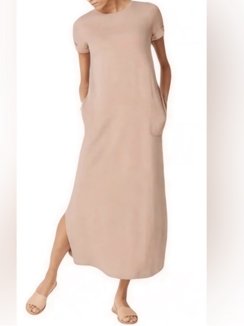J Jill Affinity Pure Pima Cotton Casual Maxi Dress Pink Fawn Size M
